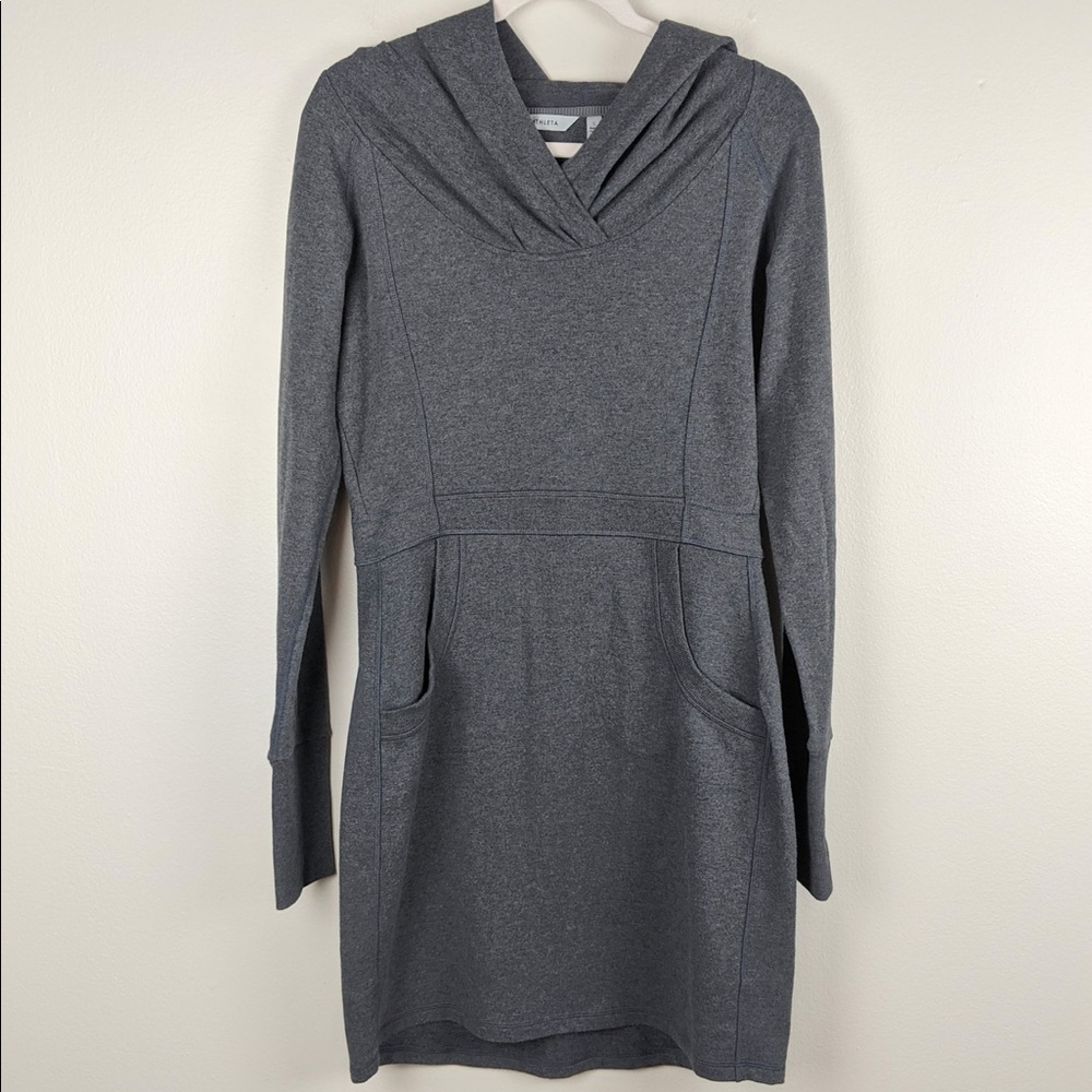 Athleta Gray Hooded Dress Cotton Blend